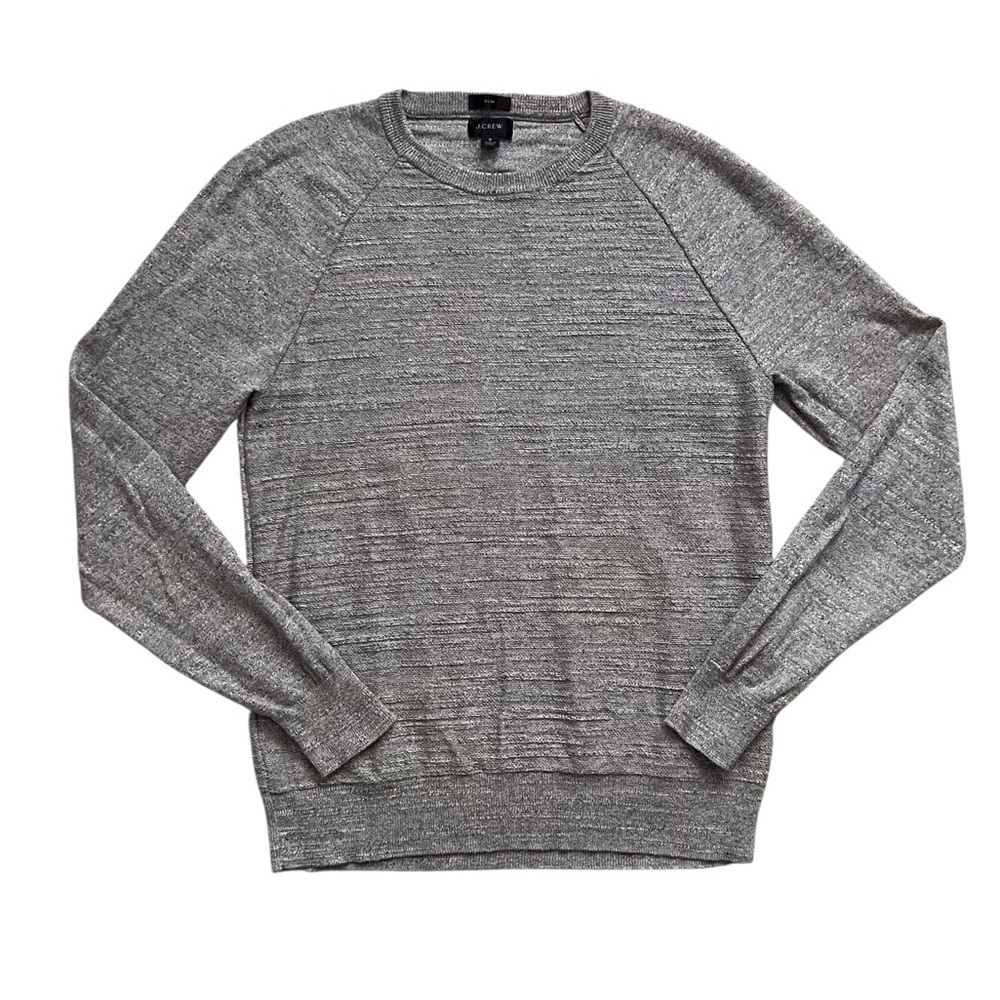 J Crew Men’s Grey Cotton Rugged Sweater Crew Neck Neutral Casual Textured Small